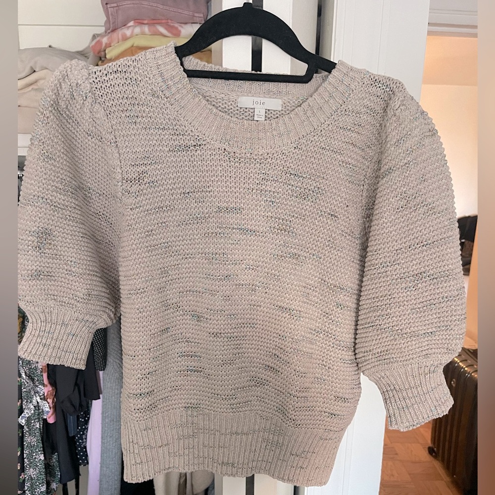 Joie short sleeve sweater. Threads have a sparkle to them.  Great for spring!